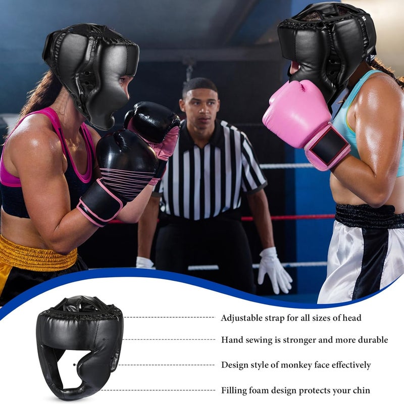 Copkim 2 Pcs Boxing Headgear MMA Training Sparring Gear Muay Thai Headgear Adjustable Taekwondo Helmet for Kickboxing Sparring Trainees Youth Adult Men - Image 4